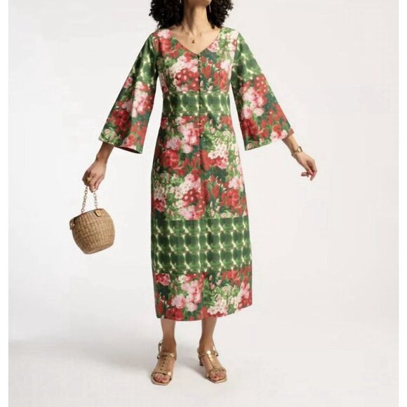Frances Valentine Shimmy A-Line Floral-Print Cotton Midi Dress - Picture 2 of 13